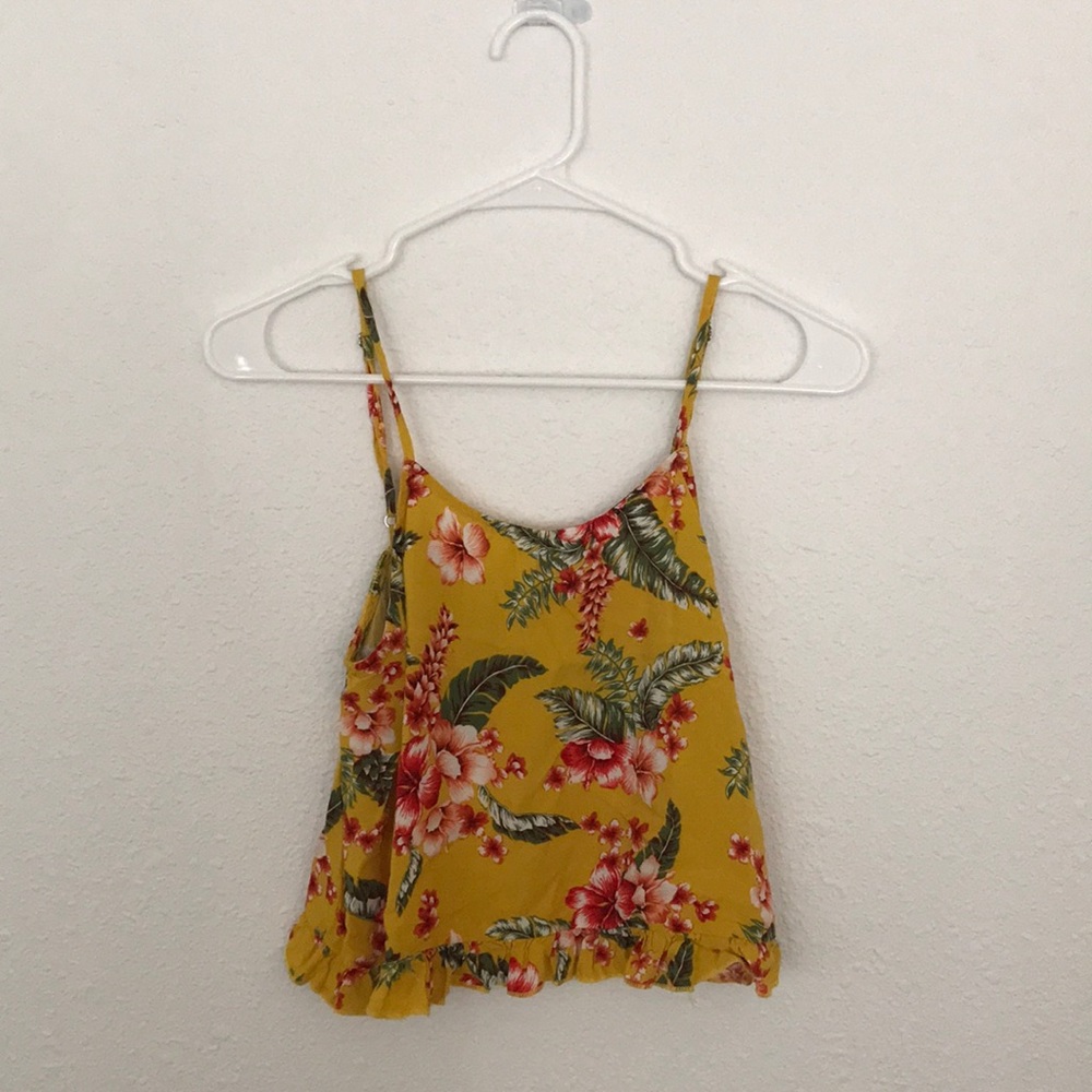 yellow flowy hawaiian tank top